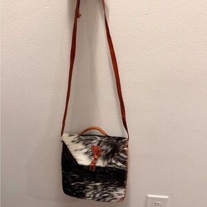 Pony hair cowhide handbag Stylish Black and White Fur Crossbody Bag